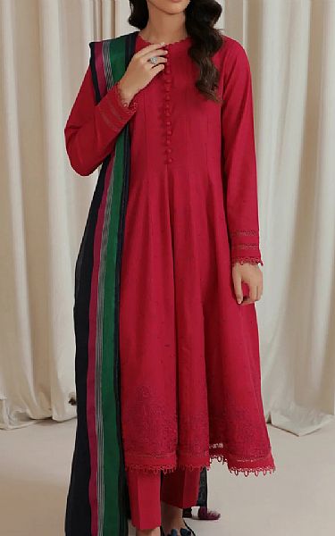 Jazmin Crimson Khaddar Suit | Pakistani Dresses in USA- Image 1
