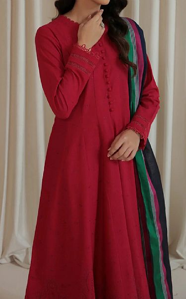 Jazmin Crimson Khaddar Suit | Pakistani Dresses in USA- Image 2