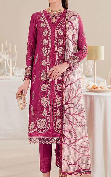 Jazmin Raspberry Rose Lawn Suit | Pakistani Lawn Dress in USA- Image 1