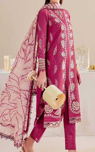 Jazmin Raspberry Rose Lawn Suit | Pakistani Lawn Dress in USA- Image 2
