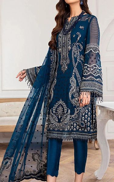 Jazmin Midnight Blue Chiffon Suit | Pakistani Dresses in USA- Image 1