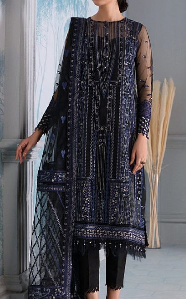 Jazmin Navy/Black Net Suit | Pakistani Dresses in USA- Image 1
