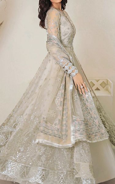 Jazmin Ash White Net Suit | Pakistani Wedding Dresses- Image 2