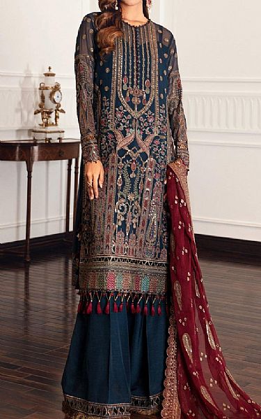 Jazmin Navy Blue Chiffon Suit | Pakistani Dresses in USA- Image 1