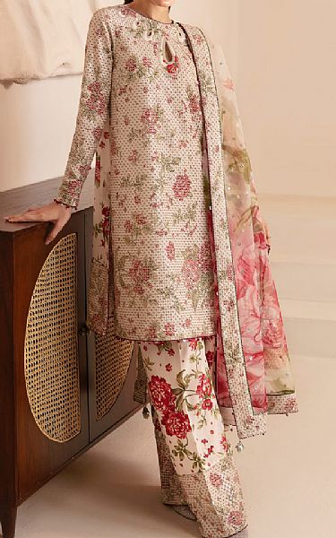 Jazmin Off White Silk Suit | Pakistani Embroidered Chiffon Dresses USA- Image 1