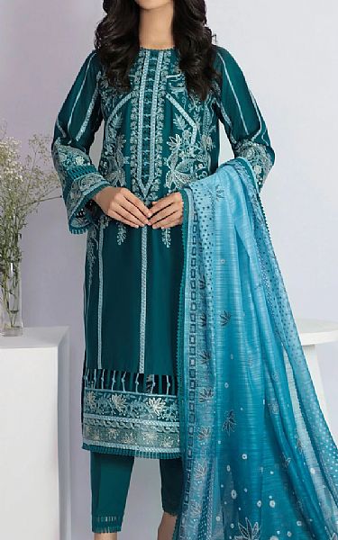 Jazmin Teal Lawn Suit | Pakistani Dresses in USA- Image 1