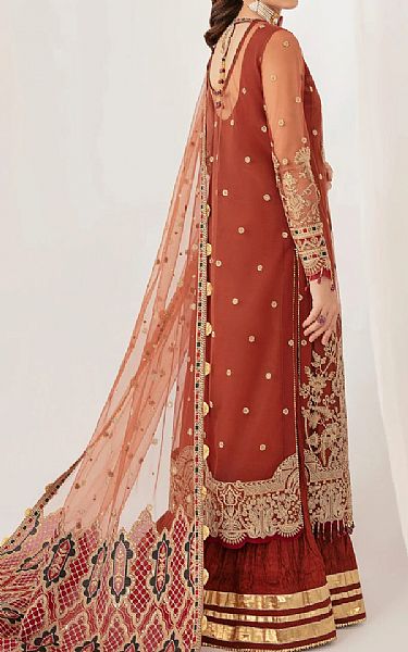Auburn Red Net Suit | Jazmin Pakistani Chiffon Dresses