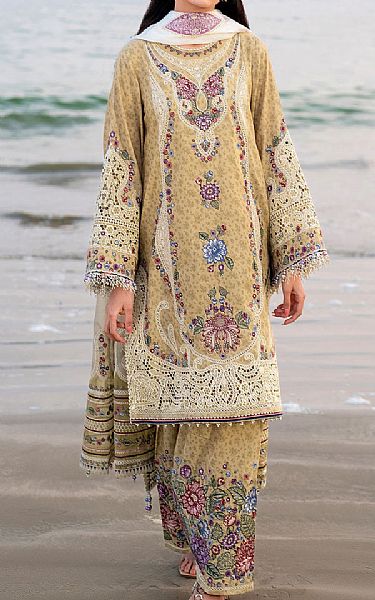 Jazmin Beige Lawn Suit | Pakistani Lawn Dress in USA- Image 1