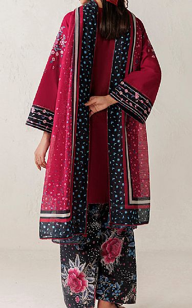 Jazmin Deep Carmine Lawn Suit | Pakistani Lawn Dress in USA- Image 2