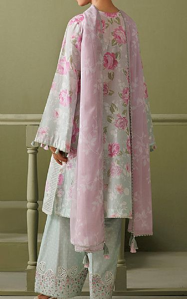 Jazmin Light Grey/Pink Flare Lawn Suit | Pakistani Lawn Dress in USA- Image 2
