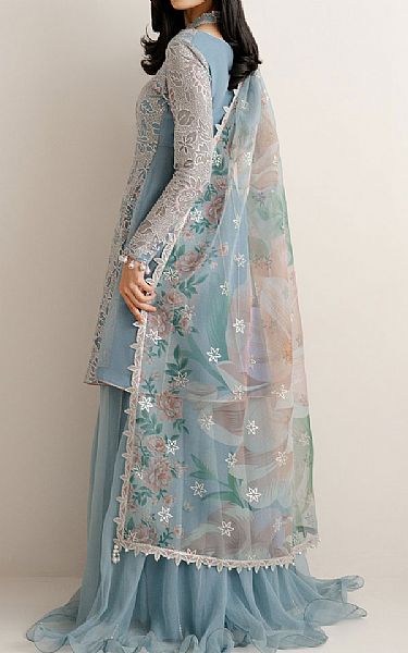 Jazmin Silver/Blue Chiffon Suit | Pakistani Embroidered Chiffon Dresses USA- Image 2
