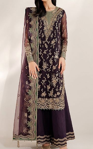 Jazmin Plum Chiffon Suit | Pakistani Embroidered Chiffon Dresses USA- Image 1