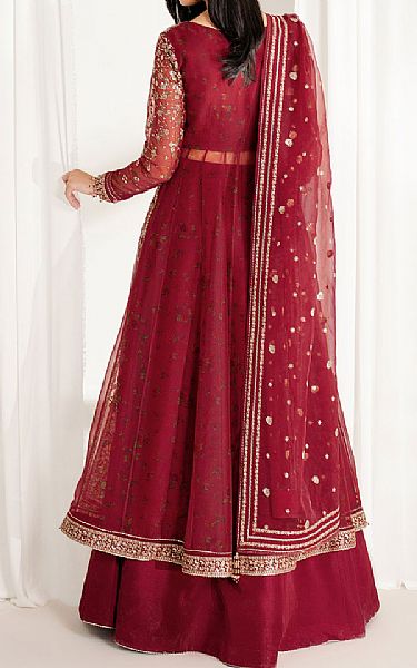 Jazmin Crimson Chiffon Suit | Pakistani Embroidered Chiffon Dresses USA- Image 2