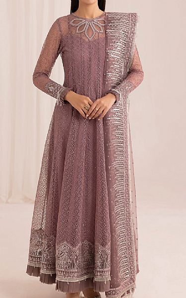 Jazmin Tea Pink Net Suit | Pakistani Embroidered Chiffon Dresses- Image 1
