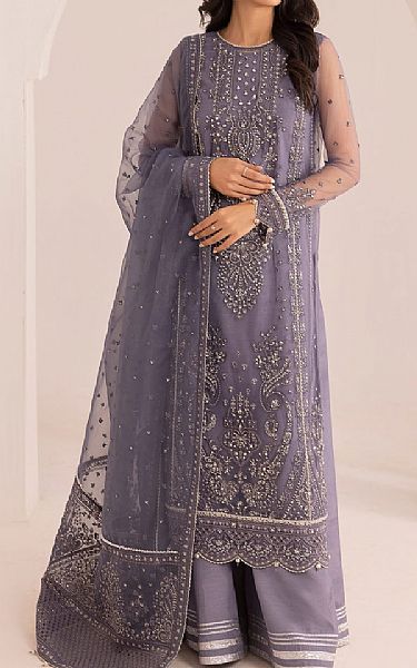 Jazmin Lavender Net Suit | Pakistani Embroidered Chiffon Dresses- Image 1