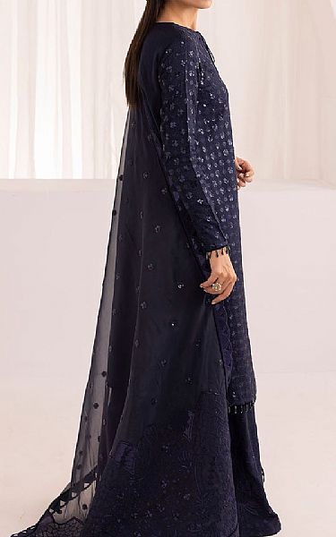 Jazmin Oxford Blue Raw Silk Suit | Pakistani Embroidered Chiffon Dresses- Image 2