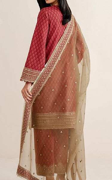 Jazmin Merlot Raw Silk Suit | Pakistani Embroidered Chiffon Dresses USA- Image 2