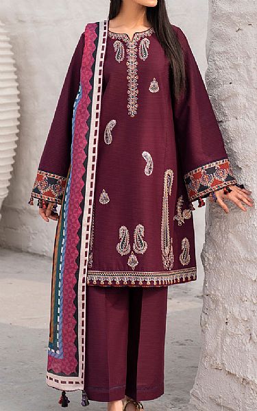 Jazmin Plum Lawn Suit | Pakistani Lawn Dress in USA- Image 1