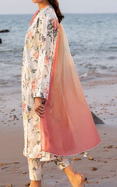 Jazmin Ivory/Coral Lawn Suit | Pakistani Lawn Dress in USA- Image 2
