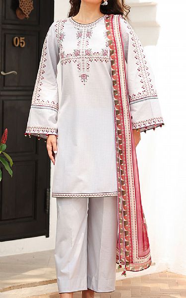 Jazmin Pastel Grey Lawn Suit | Pakistani Lawn Dress in USA- Image 1