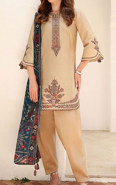 Jazmin Tan Lawn Suit | Pakistani Lawn Dress in USA- Image 1