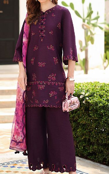 Jazmin Plum Lawn Suit | Pakistani Lawn Dress in USA- Image 1