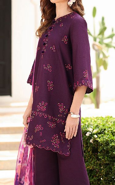 Jazmin Plum Lawn Suit | Pakistani Lawn Dress in USA- Image 2