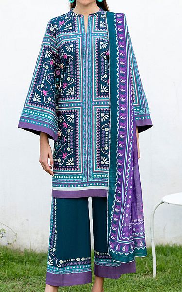 Jazmin Teal Lawn Suit | Pakistani Lawn Dress in USA- Image 1