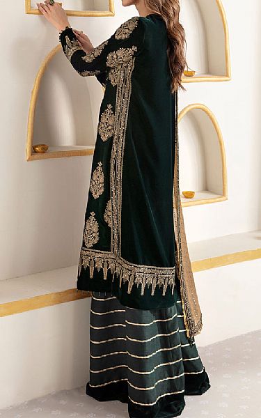 Jazmin Dark Green Velvet Suit | Pakistani Winter Dresses- Image 2