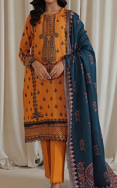 Jazmin Orange Khaddar Suit | Pakistani Dresses in USA- Image 1