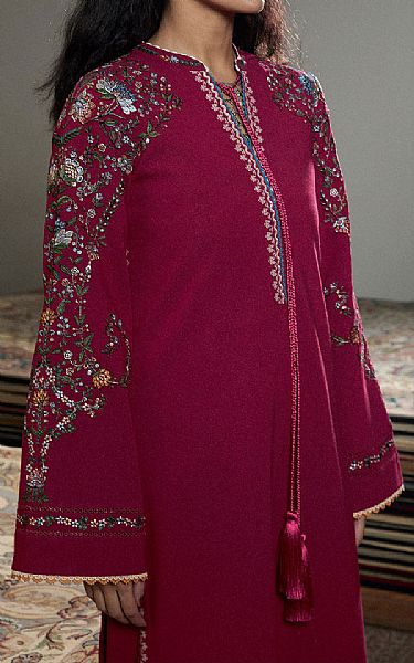 Jugnu Magenta Karandi Suit | Pakistani Winter Dresses in USA- Image 2