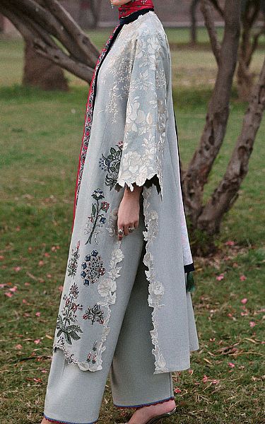 Jugnu Grey Khaddar Suit | Pakistani Winter Dresses in USA- Image 2