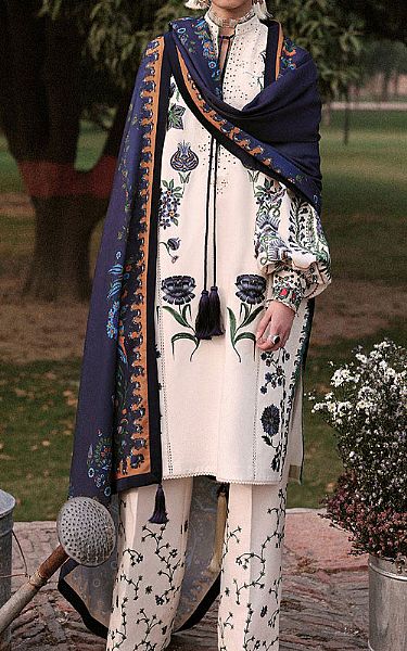 Jugnu Off-white Khaddar Suit | Pakistani Winter Dresses in USA- Image 2