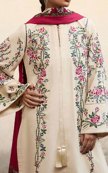 Jugnu Off-white Karandi Suit | Pakistani Winter Dresses in USA- Image 2