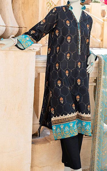 Junaid Jamshed Black Lawn Suit | Pakistani Lawn Dress in USA- Image 1