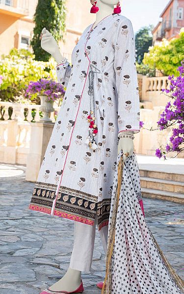 Junaid Jamshed Off-white Lawn Suit | Pakistani Lawn Dress in USA- Image 2
