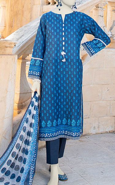 Junaid Jamshed Blue Lawn Suit | Pakistani Lawn Dress in USA- Image 1