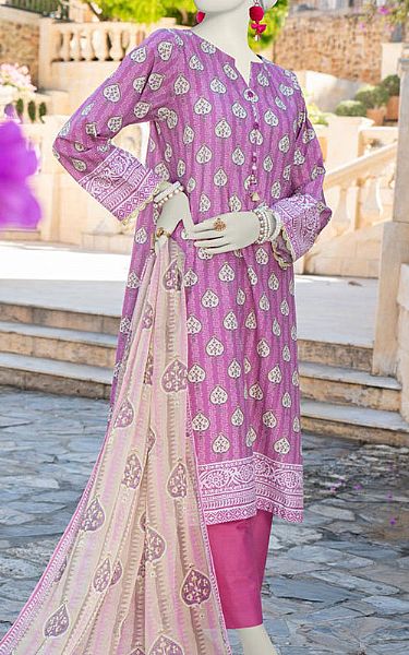 Junaid Jamshed Pink Lawn Suit | Pakistani Lawn Dress in USA- Image 1