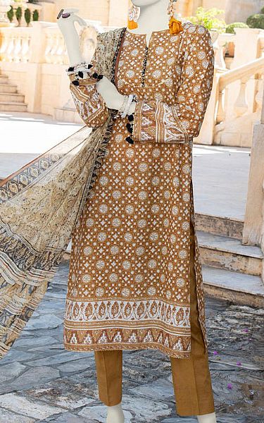 Junaid Jamshed Bronze Lawn Suit | Pakistani Lawn Dress in USA- Image 1