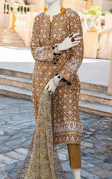 Junaid Jamshed Bronze Lawn Suit | Pakistani Lawn Dress in USA- Image 2