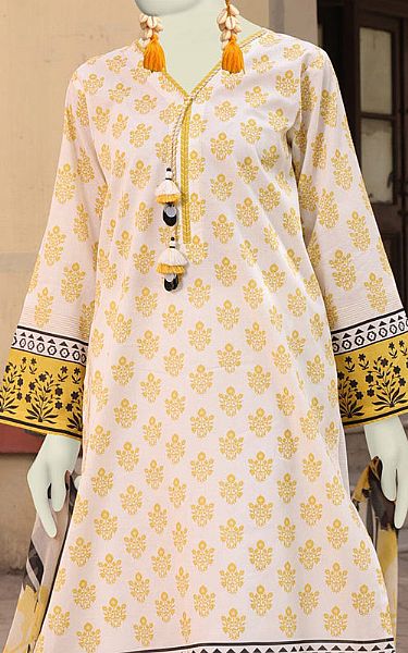 Junaid Jamshed Ivory Lawn Suit | Pakistani Lawn Dress in USA- Image 2