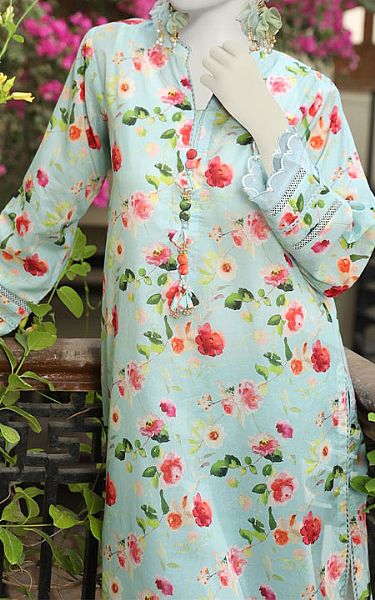 Junaid Jamshed Turquoise Lawn Kurti | Pakistani Lawn Dress in USA- Image 2