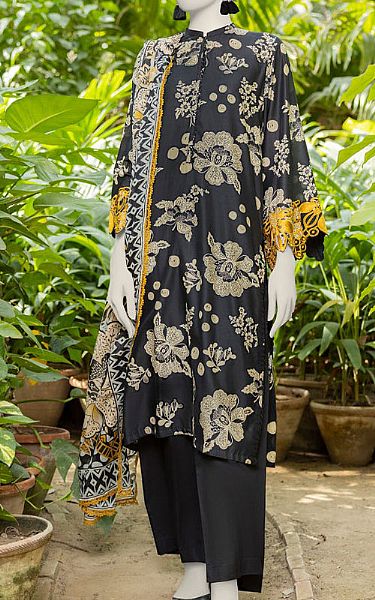Junaid Jamshed Black Lawn Suit (2 Pcs) | Pakistani Lawn Dress in USA- Image 1