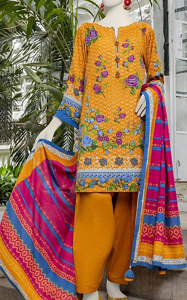 Junaid Jamshed Mustard Khaddar Suit | Pakistani Winter Dresses in USA- Image 1