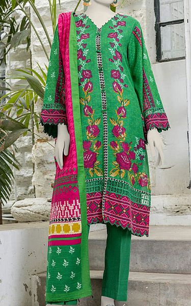 Junaid Jamshed Green Khaddar Suit | Pakistani Winter Dresses in USA- Image 1