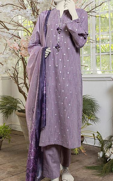Junaid Jamshed Amethyst Smoke Yarn Dyed Suit | Pakistani Winter Dresses in USA- Image 1