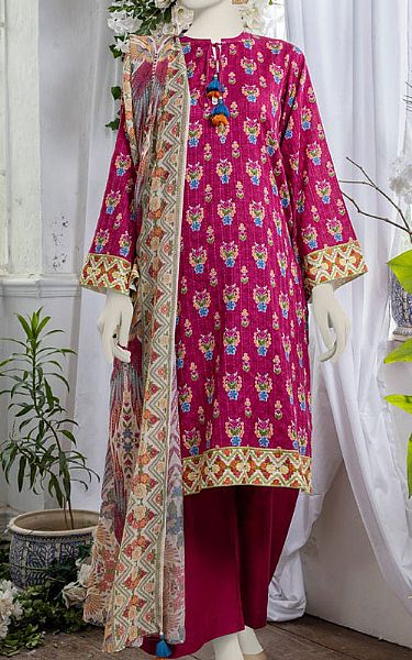 Junaid Jamshed Hot Pink Doria Suit | Pakistani Winter Dresses in USA- Image 1