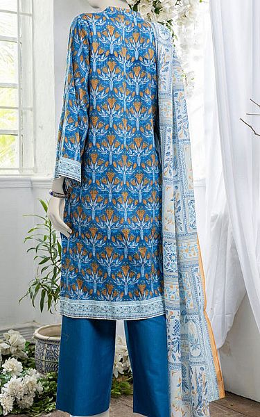 Junaid Jamshed Royal Blue Doria Suit | Pakistani Winter Dresses in USA- Image 2