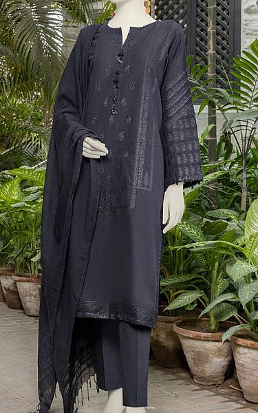 Junaid Jamshed Black Jacquard Suit | Pakistani Winter Dresses in USA- Image 1