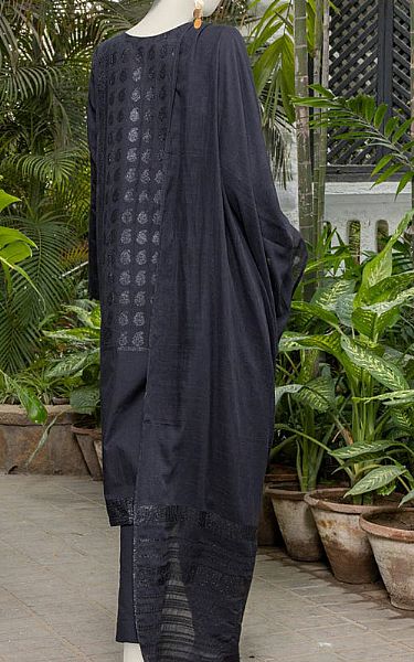 Junaid Jamshed Black Jacquard Suit | Pakistani Winter Dresses in USA- Image 2